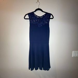 Navy Blue Lace Top Dress